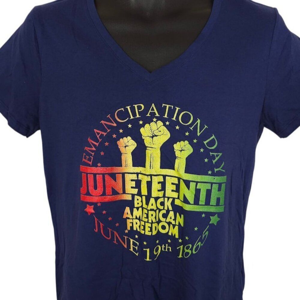 Juneteenth T Shirt Womens Size Medium Blue Black American Freedom Emancipation